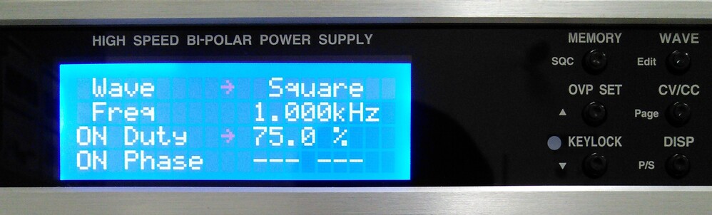 動作画面（1kHz デューティ75%の方形設定時）