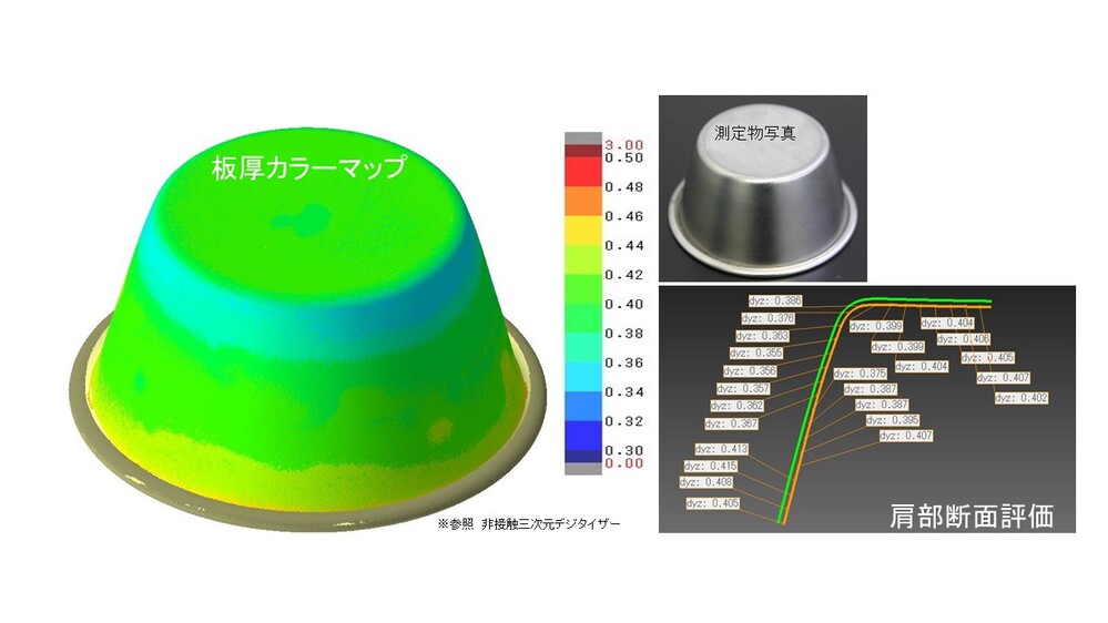 プレス成型品　肉厚評価